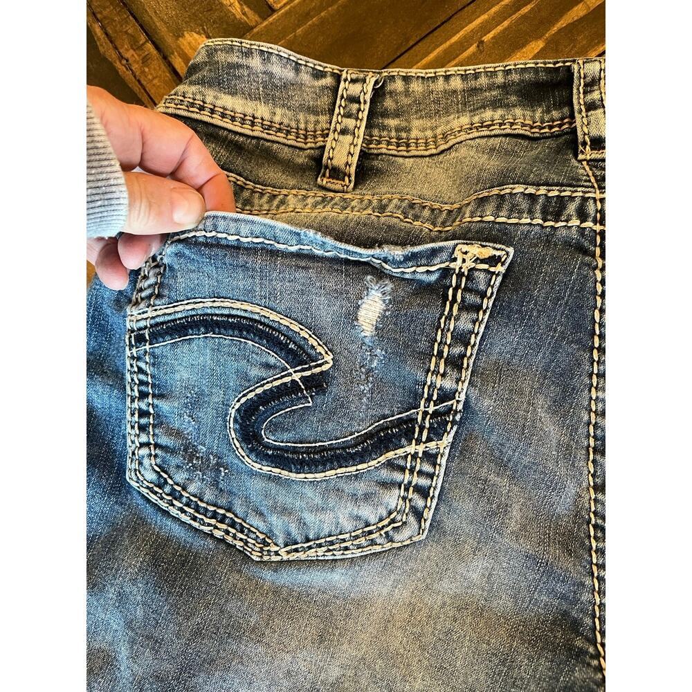 Silver jeans Boyfriend Women 30x29 Grunge Western Distressed Y2K Thick Stitch - Picture 15 of 16